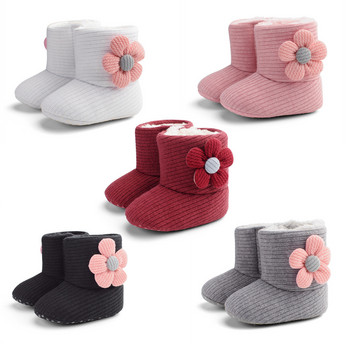 Плюс кадифени удебелени топли бебешки обувки Обувки за новородени малки деца Зимни цветя Бебешки обувки Бебешки памучни ботуши Топли обувки за малки деца
