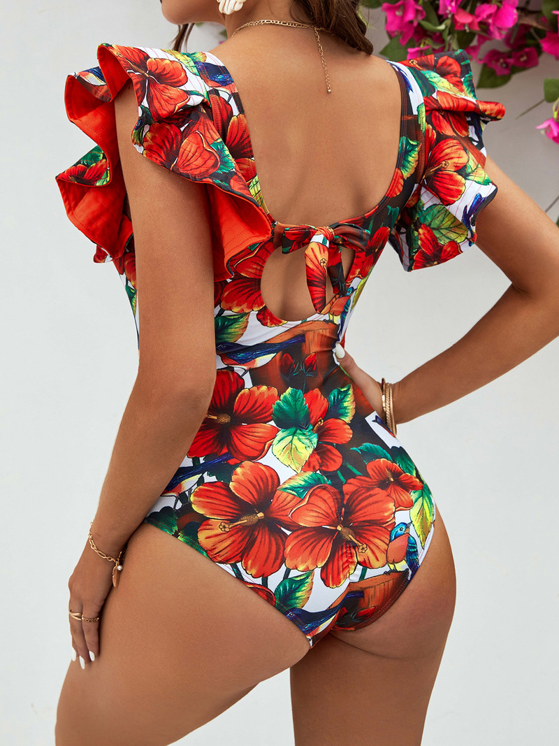 2023 Νέο σέξι γυναικείο μαγιό Vintage τροπικό τύπωμα μονοκόμματο μαγιό παραλίας Γυναικεία Monokini με επένδυση