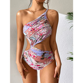 2023 Νέο σέξι μαγιό One Piece One Shoulder Print Floral μαγιό Γυναικείο μαγιό στην παραλία Φορέστε εξώπλατο Monokini Καλοκαίρι