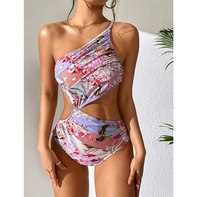 2023 Νέο σέξι μαγιό One Piece One Shoulder Print Floral μαγιό Γυναικείο μαγιό στην παραλία Φορέστε εξώπλατο Monokini Καλοκαίρι