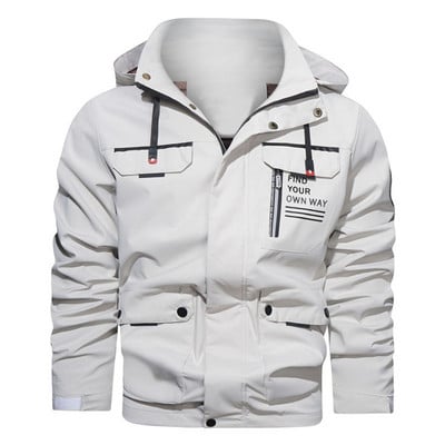 Στρατιωτικό Μπουφάν Ανδρικά Ανεμοδαρμένα Παλτό Ανοιξιάτικο Φθινόπωρο Μπουφάν με κουκούλα Ανδρικό Πράσινο Εξωτερικό Μπουφάν Cargo για εξωτερικούς χώρους