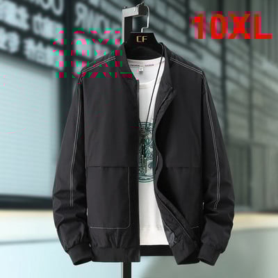 9XL 10XL Nagy méretű dzsekik Férfi Őszi Széldzseki Kabátok Bomber dzseki Alkalmi divat Baseball dzseki Férfi kültéri felsőruházat