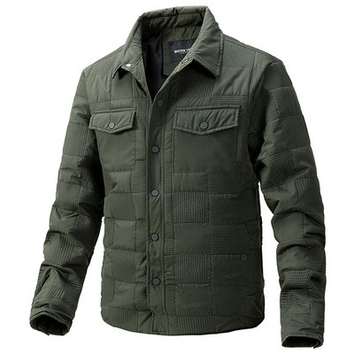 Toamnă Iarnă Jachetă groasă Bărbați Culoare uni Paltoane Jachete Moda Casual Negru Îmbrăcăminte exterioară masculină