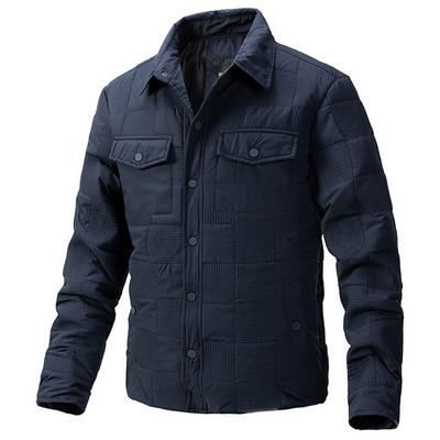 Toamnă Iarnă Jachetă groasă Bărbați Culoare uni Paltoane Jachete Moda Casual Negru Îmbrăcăminte exterioară masculină