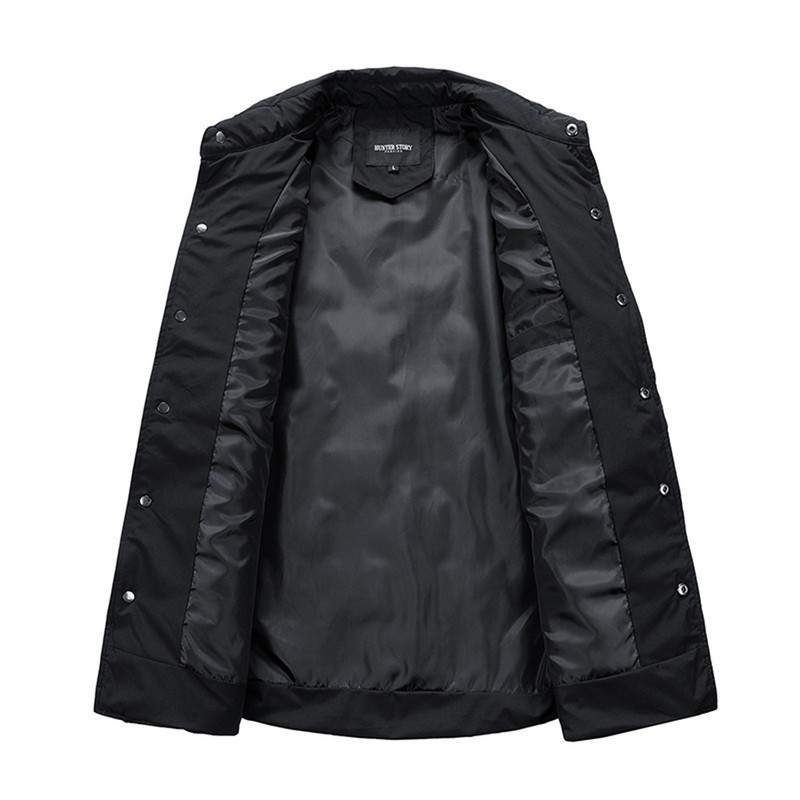 Toamnă Iarnă Jachetă groasă Bărbați Culoare uni Paltoane Jachete Moda Casual Negru Îmbrăcăminte exterioară masculină