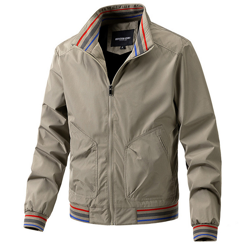 Causal Jacket Ανδρικό μονόχρωμο Παλτό Άνοιξη Φθινοπωρινό Varsity Μπουφάν Αρσενικό Πολυεστερικό Παλτό Μόδα Εφαρμογή Μπουφάν Χακί Μαύρο Πράσινο