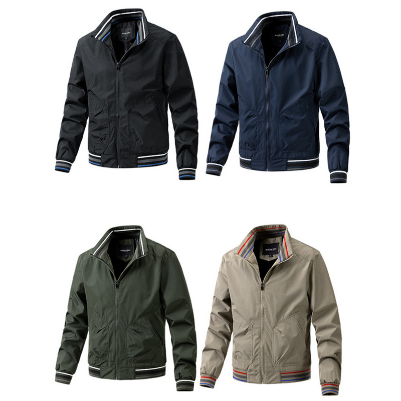 Causal Jacket Ανδρικό μονόχρωμο Παλτό Άνοιξη Φθινοπωρινό Varsity Μπουφάν Αρσενικό Πολυεστερικό Παλτό Μόδα Εφαρμογή Μπουφάν Χακί Μαύρο Πράσινο