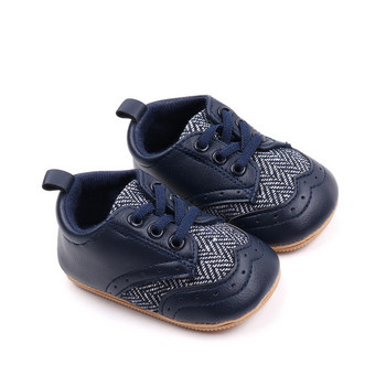 Модни британски бебешки обувки Бебешки PU кожени първи проходилки Гумена подметка Противохлъзгащи се обувки за малко дете Ежедневни обувки Маратонки
