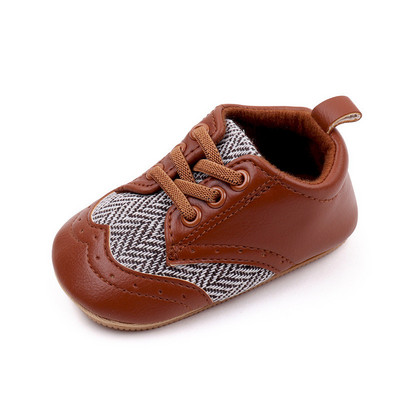 Μόδα βρετανικά παιδικά παπούτσια Βρεφικά PU Δερμάτινα First Walkers Αντιολισθητική σόλα για νήπια Casual Shoes Sneakers