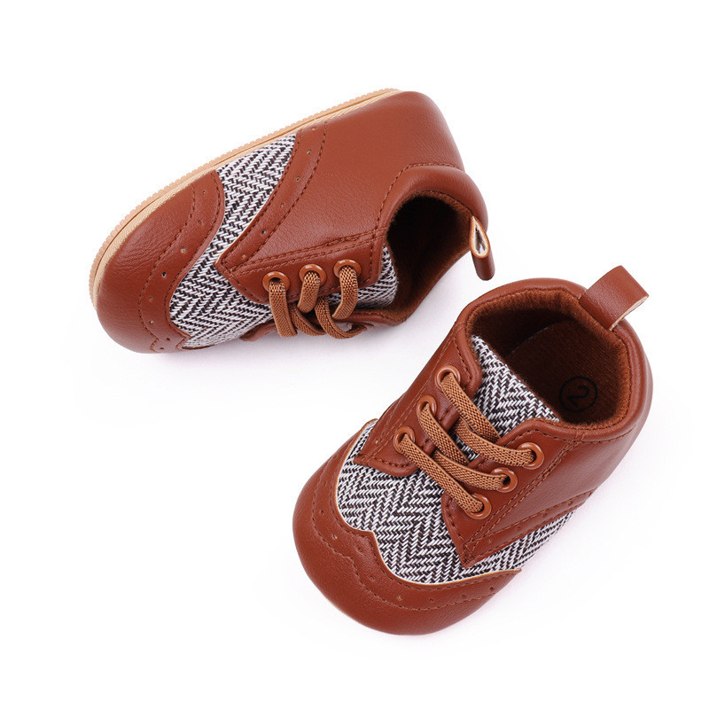 Μόδα βρετανικά παιδικά παπούτσια Βρεφικά PU Δερμάτινα First Walkers Αντιολισθητική σόλα για νήπια Casual Shoes Sneakers