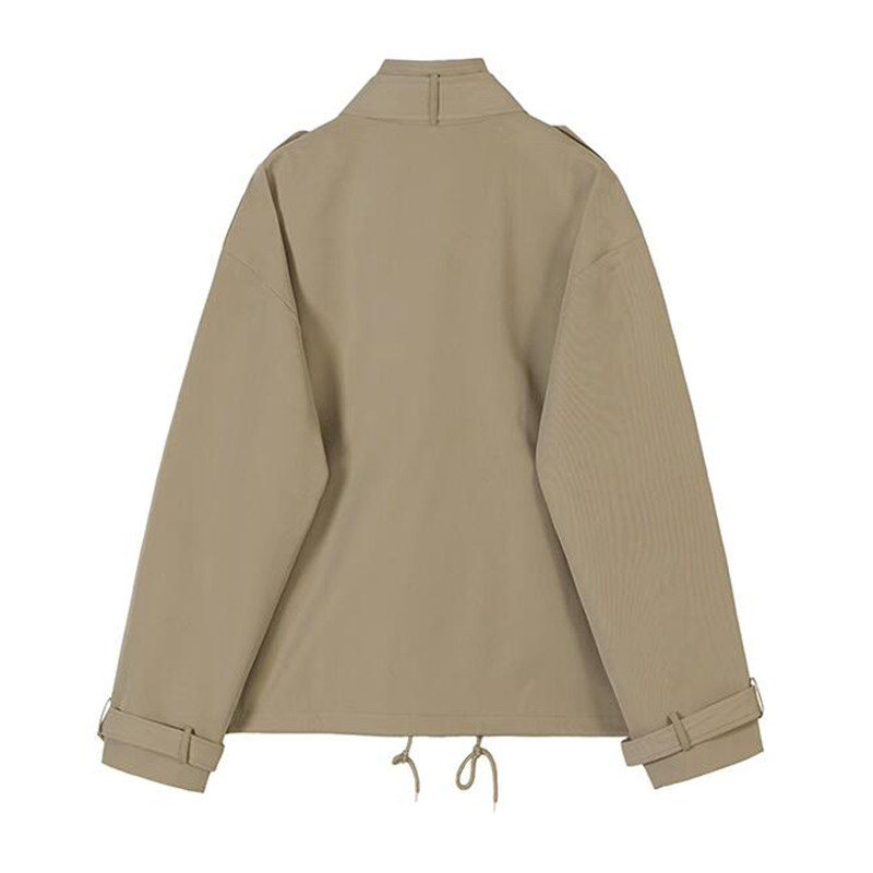 Fermoar revere paltoane scurte cargo pentru bărbați la modă largi cu mânecă lungă îmbrăcăminte de exterior îmbrăcăminte de stradă jachete pentru bărbați design vintage cu buzunare plasate