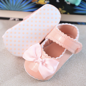 Бебешки обувки за малко дете Първи чифт предни обувки Модни дишащи обувки Mary Jane Елегантни плоски обувки с панделка