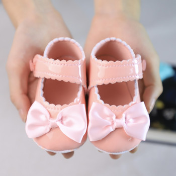 Бебешки обувки за малко дете Първи чифт предни обувки Модни дишащи обувки Mary Jane Елегантни плоски обувки с панделка