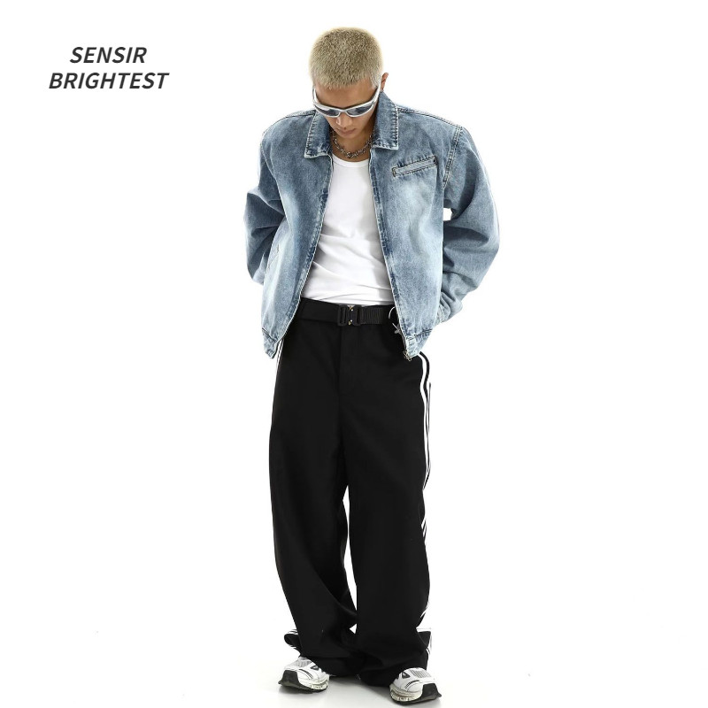 Ανδρικό τζιν μπουφάν με φερμουάρ Advanced Washed American Style Retro Jacket