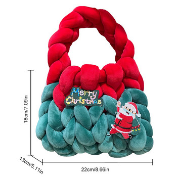 Коледна чанта на Дядо Коледа за жени Дамска чанта Тъкана чанта Плетена чанта за през рамо Голяма плетена чанта Чанта с плетена горна дръжка Подаръци за дама