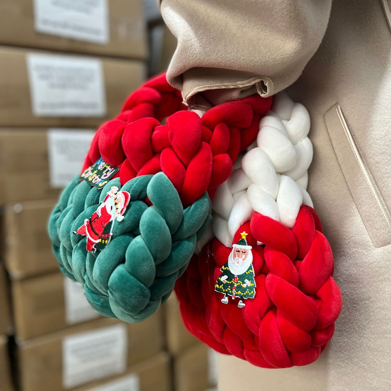 Ziemassvētku Ziemassvētku vecīša soma sievietēm Rokassomu auduma soma, trikotāžas plecu soma, kupla, adīta soma, tamborēta roktura soma, sieviešu pircēju dāvanas