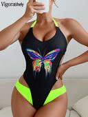 Vigoashely 2023 Sexy print δεμένα halter μαγιό Γυναικεία Hollow Push UP One Piece μαγιό Monokini εξώπλατο μαγιό παραλίας