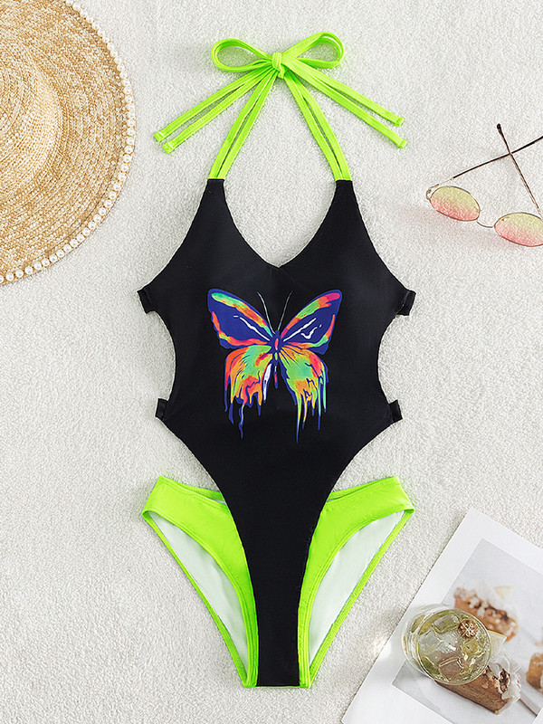 Vigoashely 2023 Sexy print δεμένα halter μαγιό Γυναικεία Hollow Push UP One Piece μαγιό Monokini εξώπλατο μαγιό παραλίας