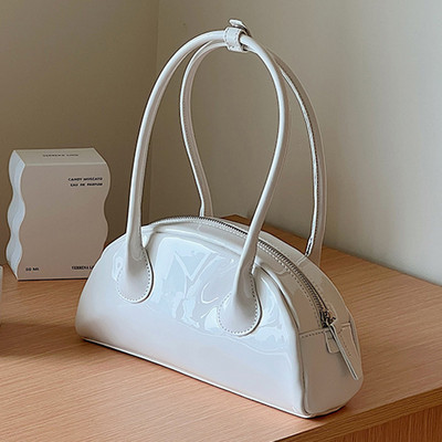 Geantă retro de umăr pentru femei Geantă tote vintage din piele lacuită Geantă Hobo Pochette de modă Geantă de cumpărături versatilă