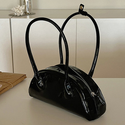 Geantă retro de umăr pentru femei Geantă tote vintage din piele lacuită Geantă Hobo Pochette de modă Geantă de cumpărături versatilă