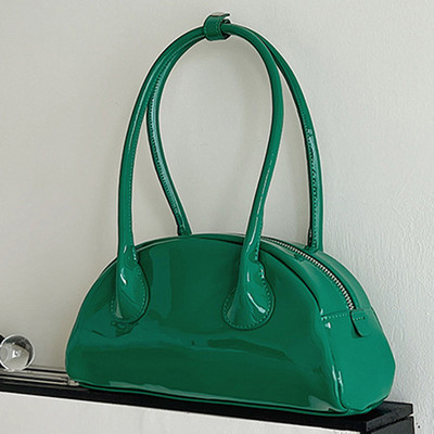 Geantă retro de umăr pentru femei Geantă tote vintage din piele lacuită Geantă Hobo Pochette de modă Geantă de cumpărături versatilă