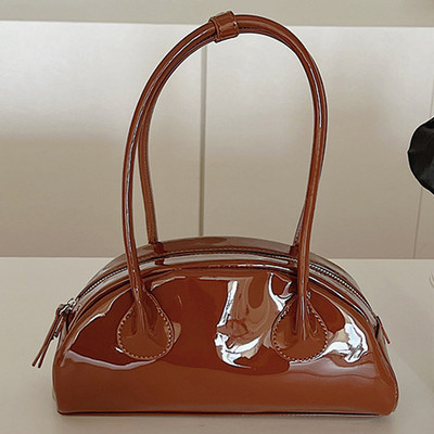 Geantă retro de umăr pentru femei Geantă tote vintage din piele lacuită Geantă Hobo Pochette de modă Geantă de cumpărături versatilă