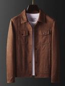 Pánska elastická semišová bunda 2023, luxusná jednoduchá, vysoko kvalitná, jarná, jesenná, pánska klopa, ležérna, slim fit, klasická vrchná bunda