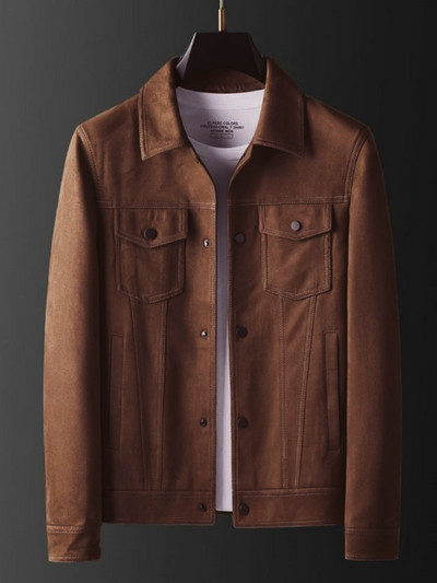 Pánska elastická semišová bunda 2023, luxusná jednoduchá, vysoko kvalitná, jarná, jesenná, pánska klopa, ležérna, slim fit, klasická vrchná bunda