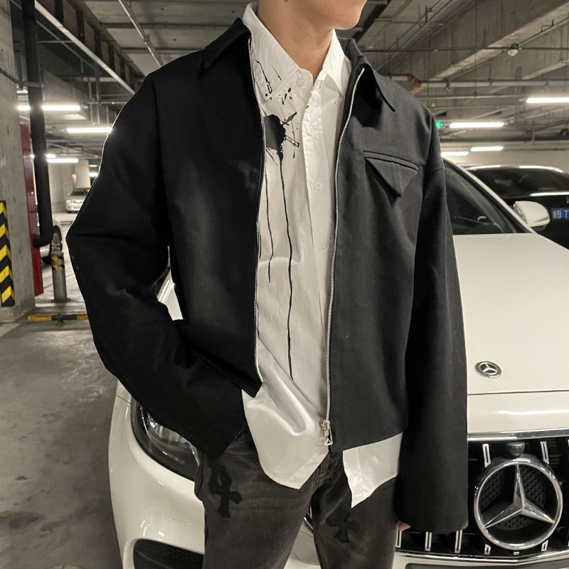 Gmiixder Κοντό πέτο μπουφάν Ανδρικό Ανοιξιάτικο Φθινόπωρο Vintage Όμορφο Ανδρικό Μπουφάν High Street Γυναικείο Ευέλικτο παλτό Preppy με φερμουάρ