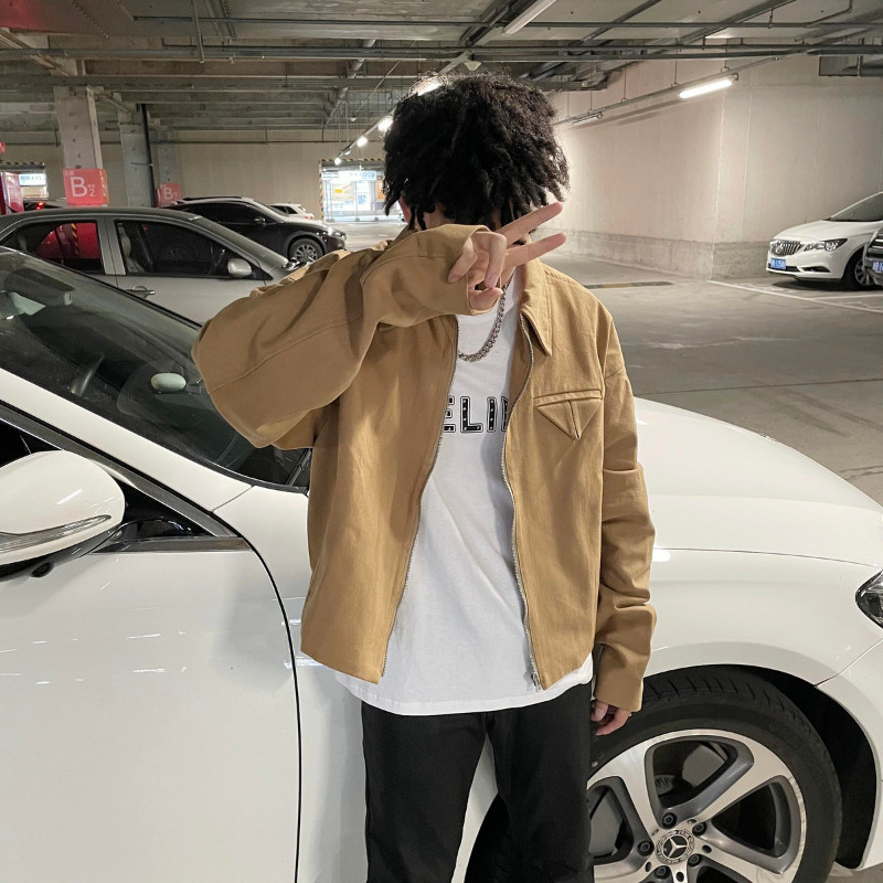 Gmiixder Κοντό πέτο μπουφάν Ανδρικό Ανοιξιάτικο Φθινόπωρο Vintage Όμορφο Ανδρικό Μπουφάν High Street Γυναικείο Ευέλικτο παλτό Preppy με φερμουάρ