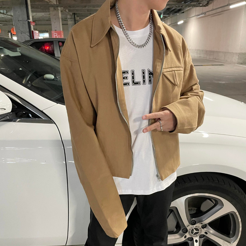 Gmiixder Κοντό πέτο μπουφάν Ανδρικό Ανοιξιάτικο Φθινόπωρο Vintage Όμορφο Ανδρικό Μπουφάν High Street Γυναικείο Ευέλικτο παλτό Preppy με φερμουάρ