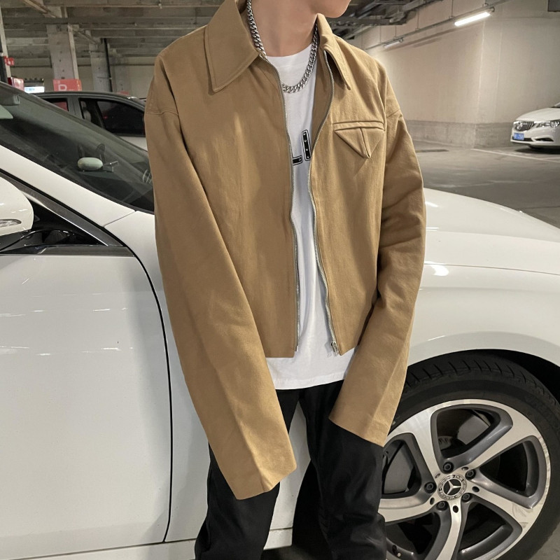 Gmiixder Κοντό πέτο μπουφάν Ανδρικό Ανοιξιάτικο Φθινόπωρο Vintage Όμορφο Ανδρικό Μπουφάν High Street Γυναικείο Ευέλικτο παλτό Preppy με φερμουάρ