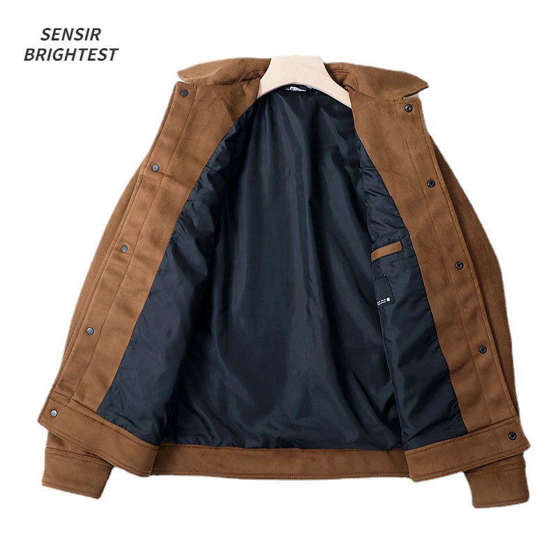 Ανδρικό καστόρι με πέτο παλτό φθινοπωρινό Gentleman υψηλής ποιότητας μονόχρωμο vintage μπουφάν για άνδρες