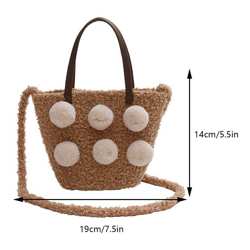 Geantă de mână pufoasă pentru femei Genți tip găleată din pluș, ușoare, pufoase, cu geantă de petrecere a timpului liber pentru fete