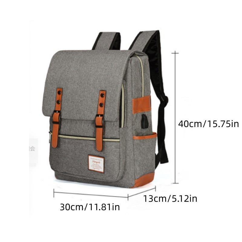 Σακίδιο πλάτης βρετανικής ρετρό ακαδημίας στυλ Μαθητική τσάντα πλάτης Έξυπνη φόρτιση Απλή αθλητική τσάντα ελεύθερου χρόνου