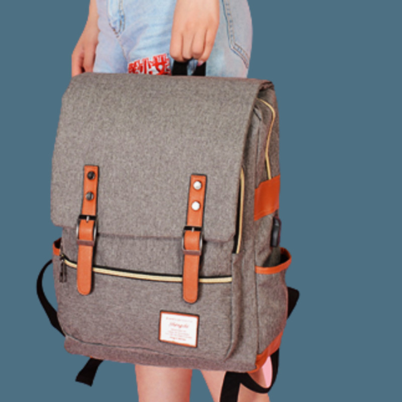 Σακίδιο πλάτης βρετανικής ρετρό ακαδημίας στυλ Μαθητική τσάντα πλάτης Έξυπνη φόρτιση Απλή αθλητική τσάντα ελεύθερου χρόνου