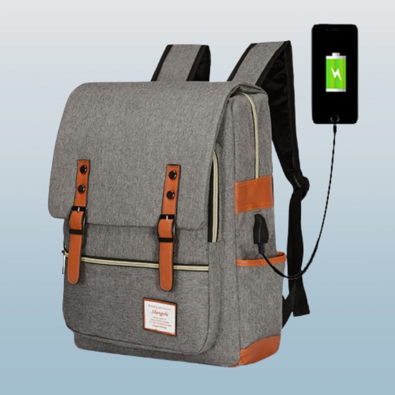 Σακίδιο πλάτης βρετανικής ρετρό ακαδημίας στυλ Μαθητική τσάντα πλάτης Έξυπνη φόρτιση Απλή αθλητική τσάντα ελεύθερου χρόνου