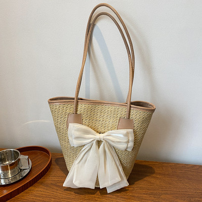 Elegantas salmu austas rokassomas ikdienas sievietēm vasaras brīvdienās pludmales bantes somas ar augšējo rokturi Modes sieviešu plecu somas padušu daļām