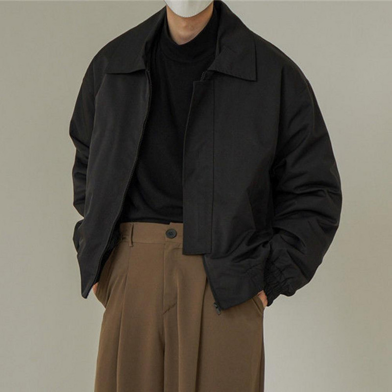 Μόδα ανδρικό μπουφάν Κοντό ανδρικό παλτό καμπαρντίνα Πέτο γιακά Γυμνό χρώμα