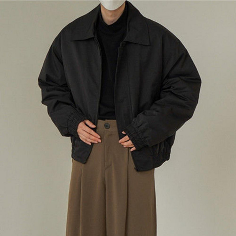 Μόδα ανδρικό μπουφάν Κοντό ανδρικό παλτό καμπαρντίνα Πέτο γιακά Γυμνό χρώμα