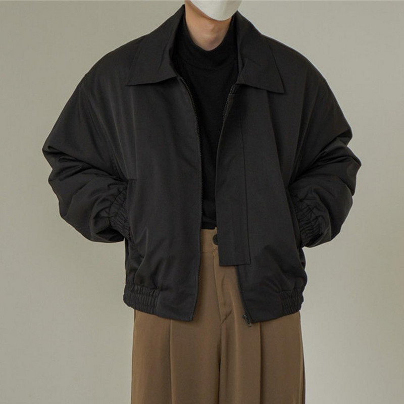 Μόδα ανδρικό μπουφάν Κοντό ανδρικό παλτό καμπαρντίνα Πέτο γιακά Γυμνό χρώμα