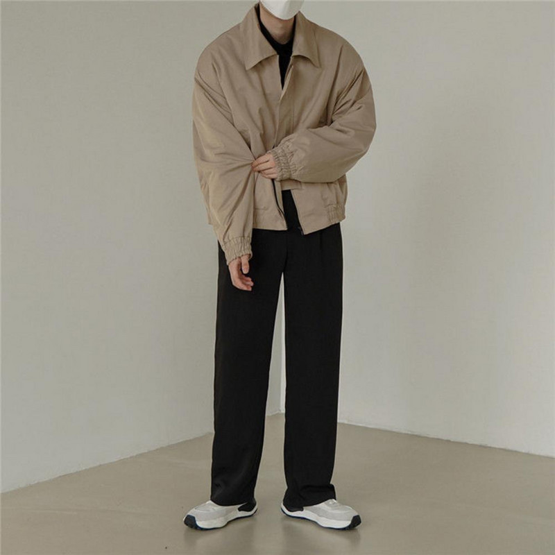 Μόδα ανδρικό μπουφάν Κοντό ανδρικό παλτό καμπαρντίνα Πέτο γιακά Γυμνό χρώμα