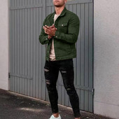 Cargo Jacket Κομψά κουμπιά με πέτο Cargo Jacket μονόχρωμο μονόχρωμο παλτό Cargo