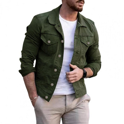 Cargo Jacket Κομψά κουμπιά με πέτο Cargo Jacket μονόχρωμο μονόχρωμο παλτό Cargo