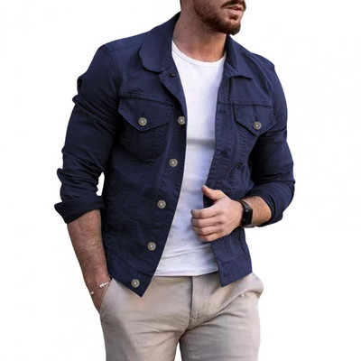 Cargo Jacket Κομψά κουμπιά με πέτο Cargo Jacket μονόχρωμο μονόχρωμο παλτό Cargo