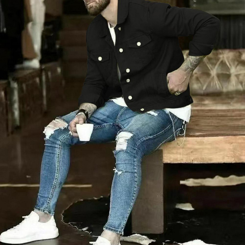 Cargo Jacket Κομψά κουμπιά με πέτο Cargo Jacket μονόχρωμο μονόχρωμο παλτό Cargo