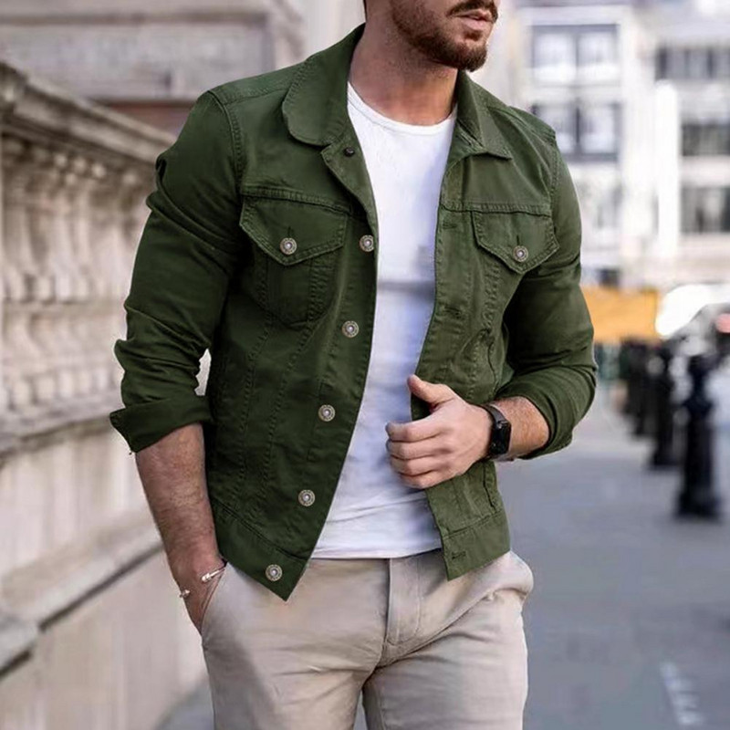 Cargo Jacket Κομψά κουμπιά με πέτο Cargo Jacket μονόχρωμο μονόχρωμο παλτό Cargo