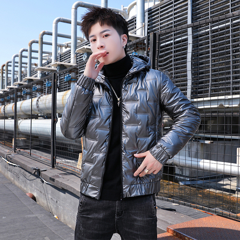 Téli kabátok férfi vastagított meleg buborékpárnás fényes Parka férfi kapucnis felsőkabát széldzseki hókabátok Jaqueta Masculina