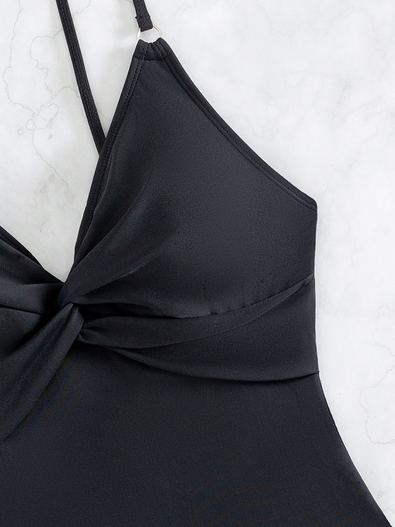 Vigorashely 2023 Seksi crni Push Up kupaći kostim s V izrezom Ženski kupaći kostim s naramenicama visokog struka za jednodijelni kupaći kostim za plažu bez leđa