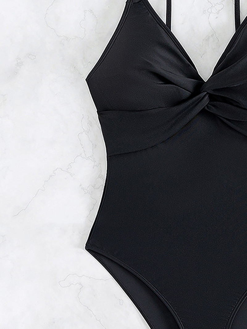 Vigorashely 2023 Seksi crni Push Up kupaći kostim s V izrezom Ženski kupaći kostim s naramenicama visokog struka za jednodijelni kupaći kostim za plažu bez leđa